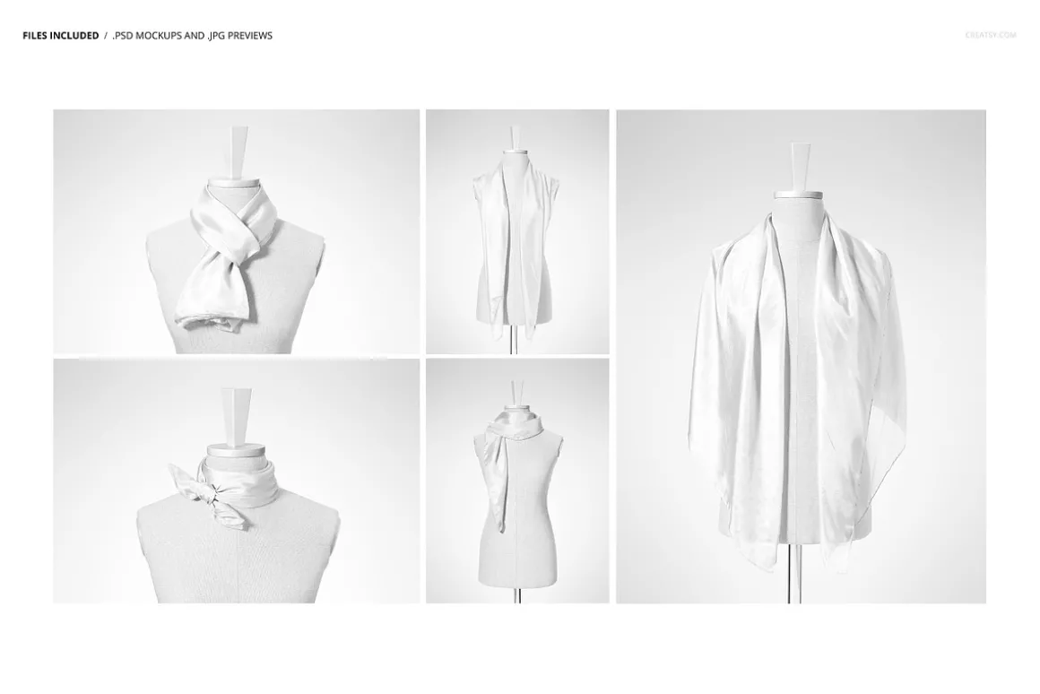 Habotai Silk Scarf Mannequin Mockup