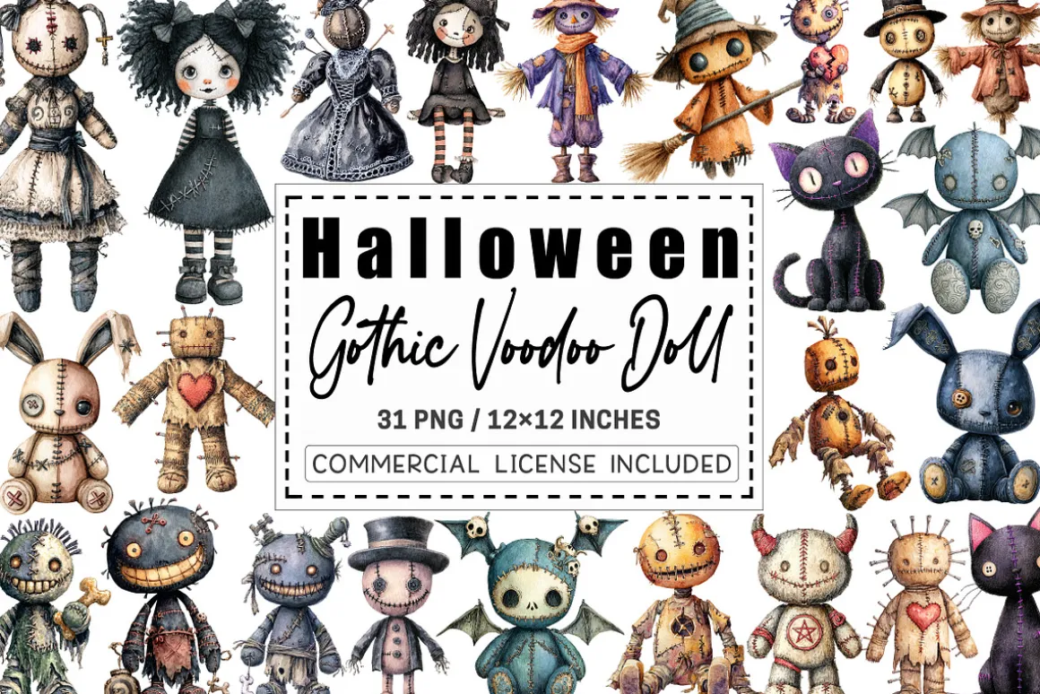 Halloween Gothic Voodoo Doll Clipart