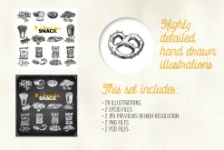 Hand drawn snack illustrations