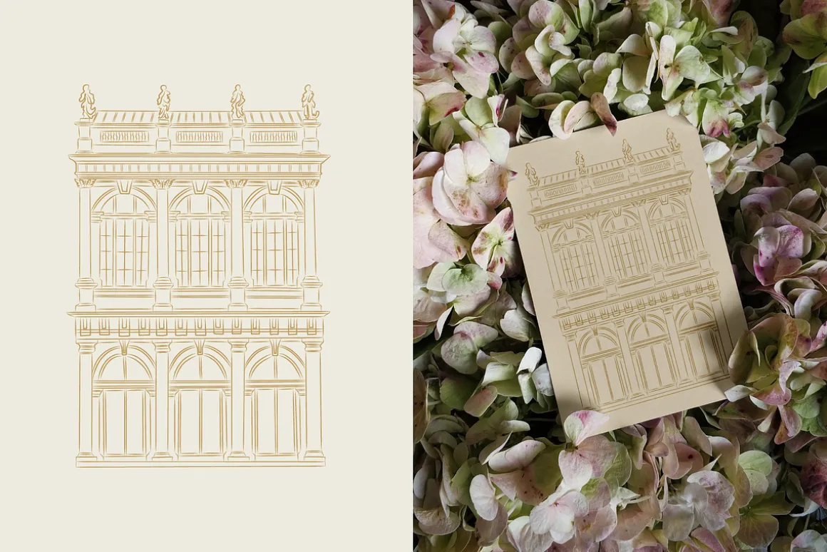 Hand drawn Vintage Houses