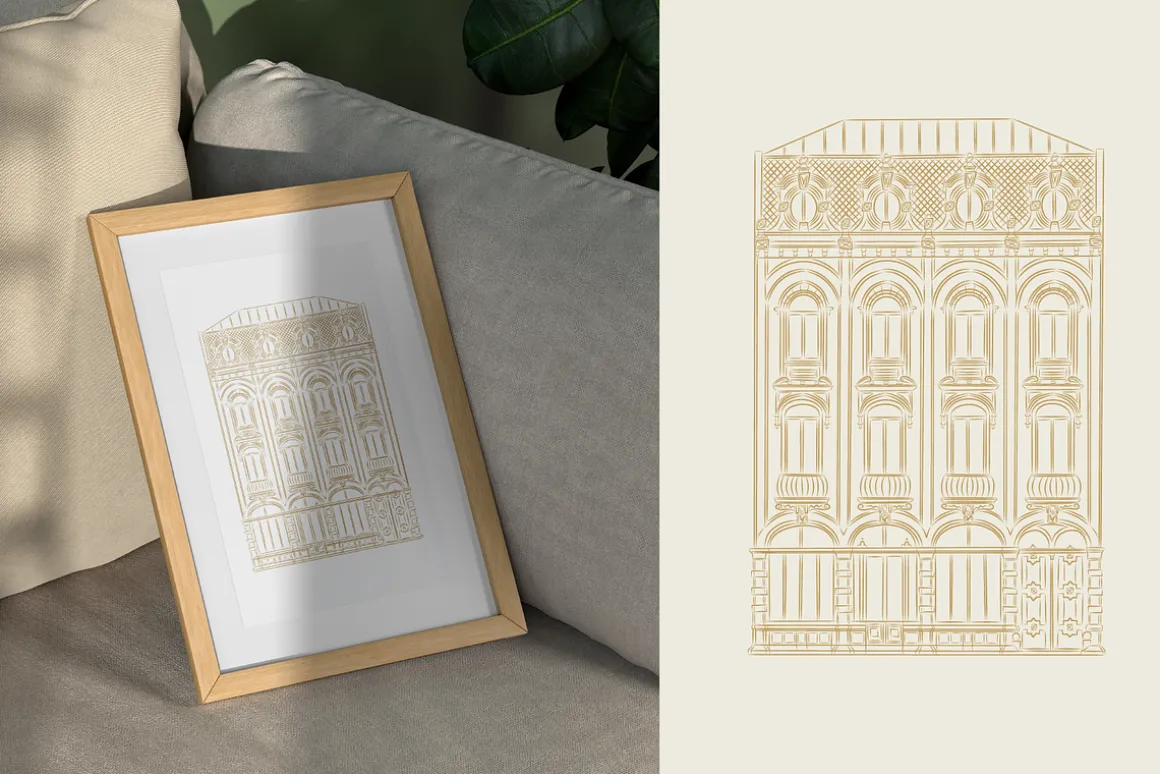 Hand drawn Vintage Houses