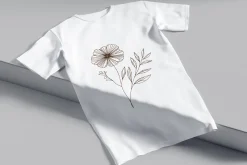 Hand Draw Line Art Flowers Set