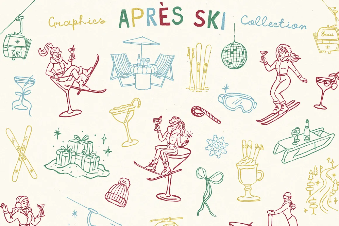 Hand-drawn Après-Ski Clipart Bundle