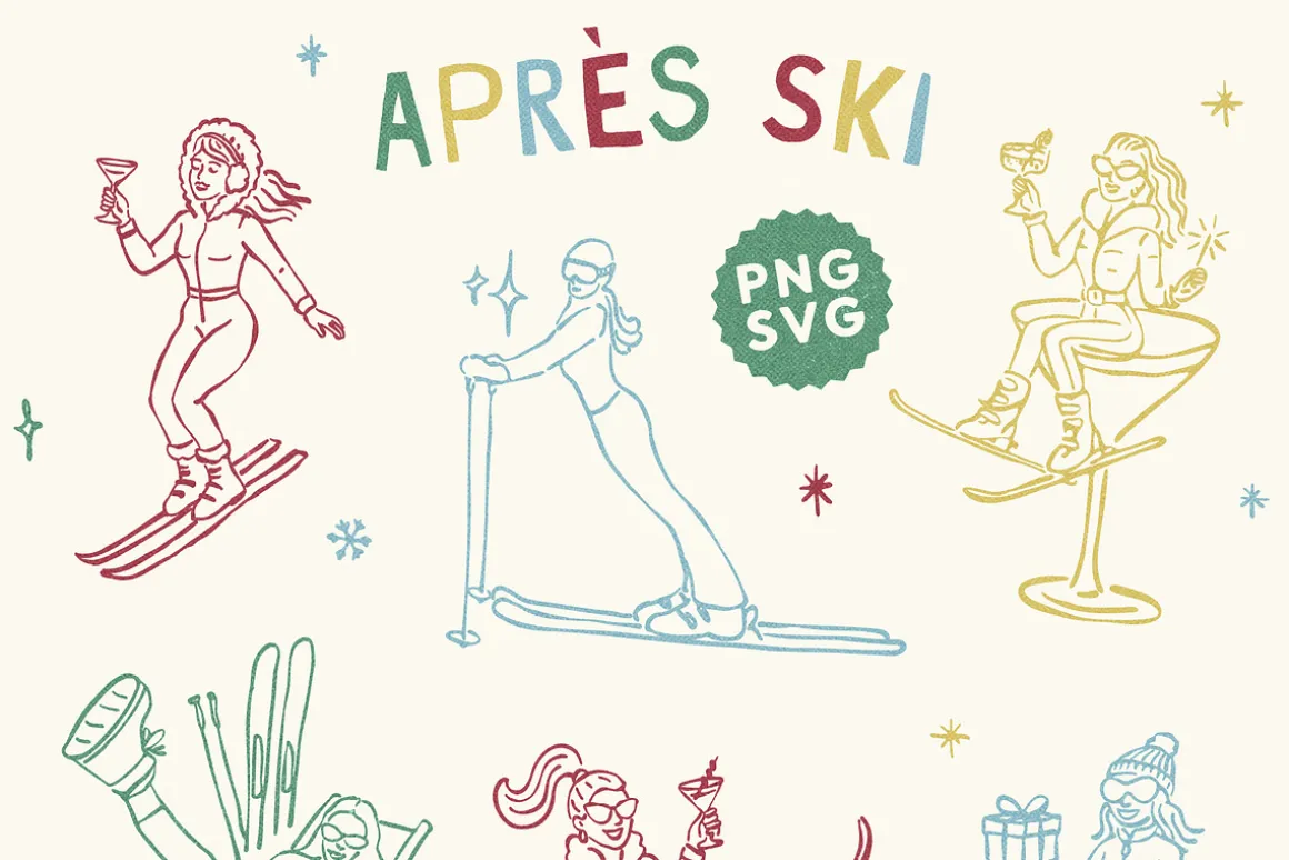 Hand-drawn Après-Ski Clipart Bundle