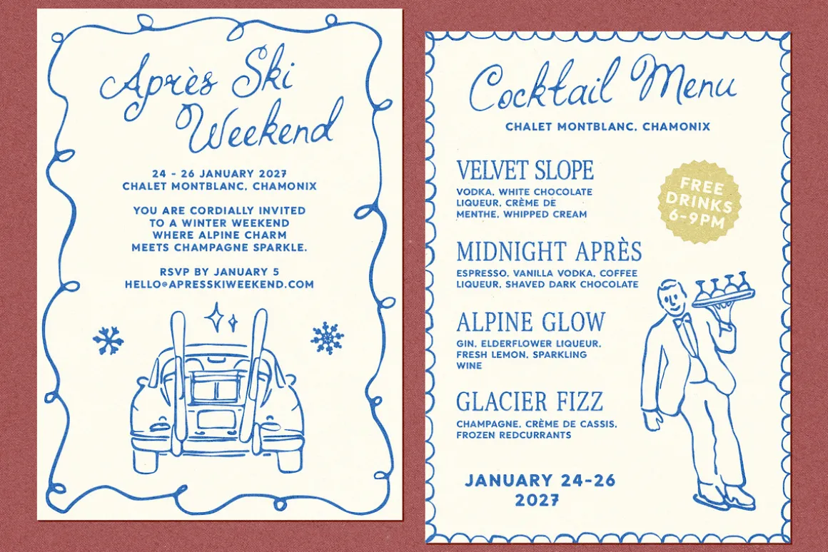 Hand-drawn Après-Ski Clipart Bundle