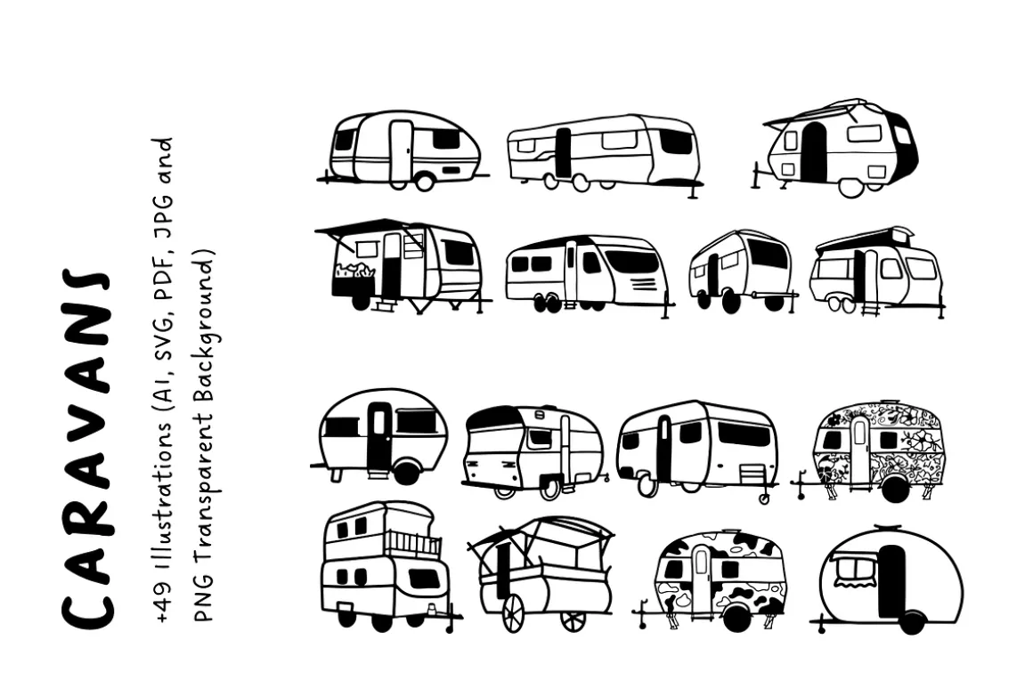 49+ Hand-Drawn Caravan | Travel Set
