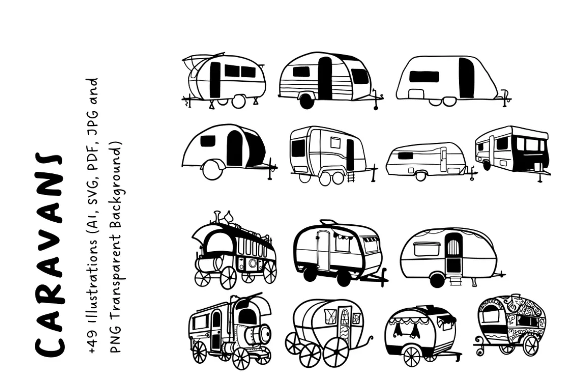 49+ Hand-Drawn Caravan | Travel Set