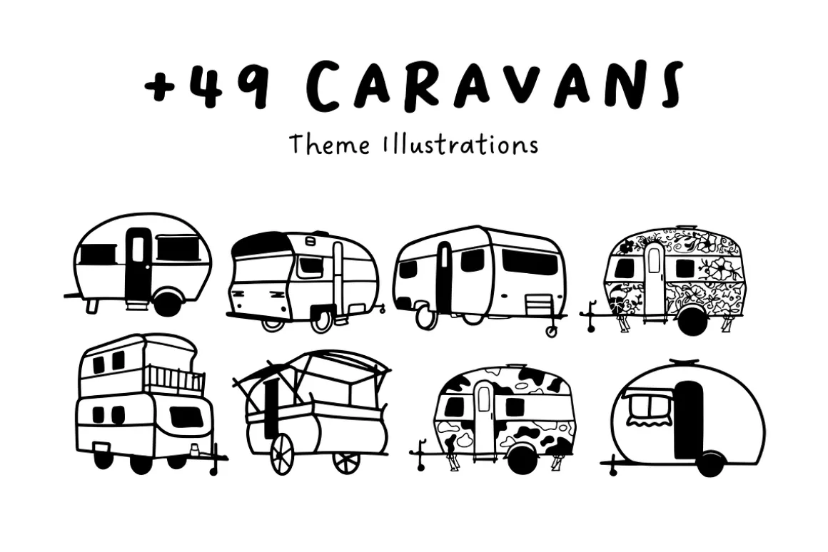 49+ Hand-Drawn Caravan | Travel Set