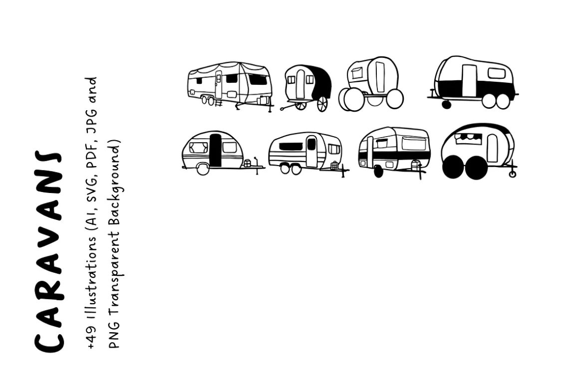 49+ Hand-Drawn Caravan | Travel Set