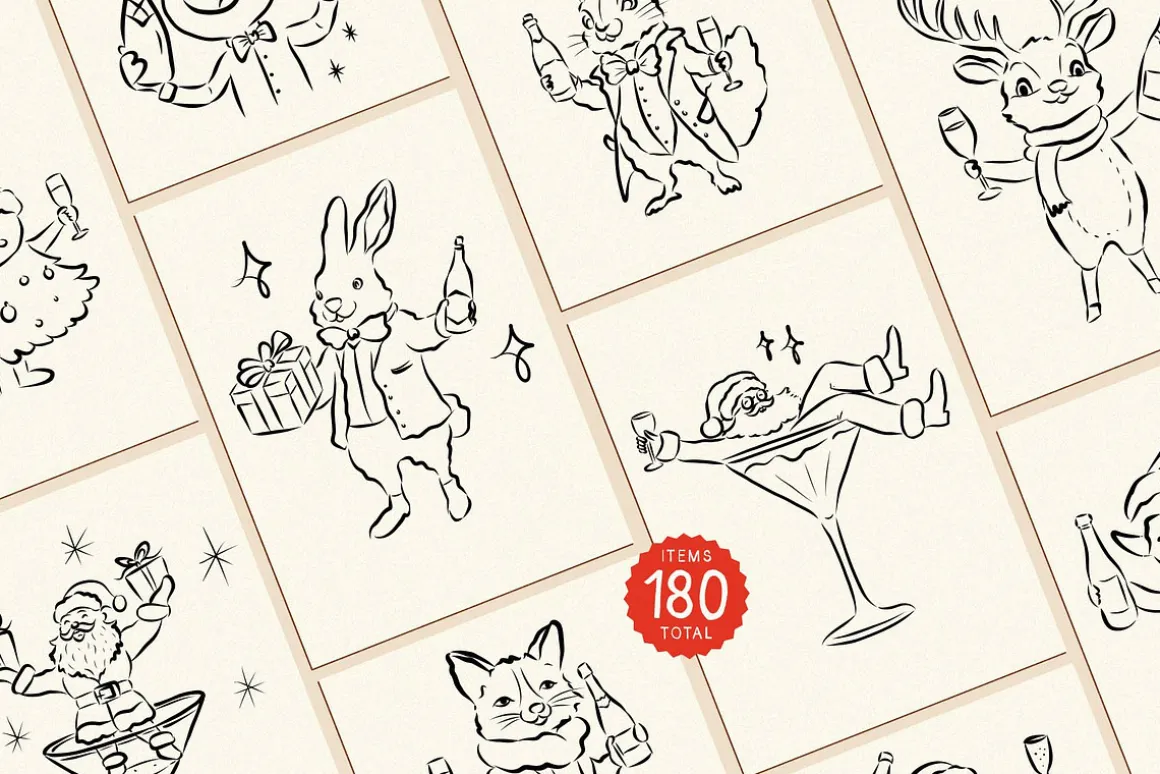 Hand Drawn Christmas Quirky Clipart