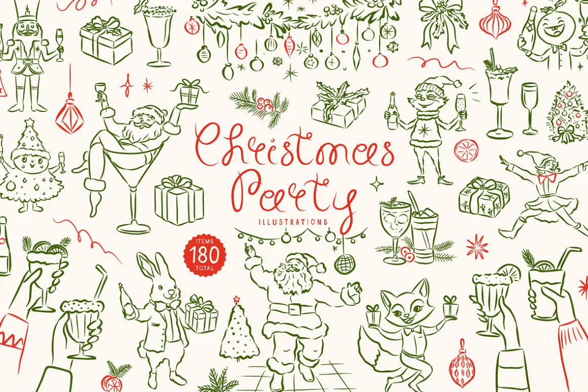 Hand Drawn Christmas Quirky Clipart