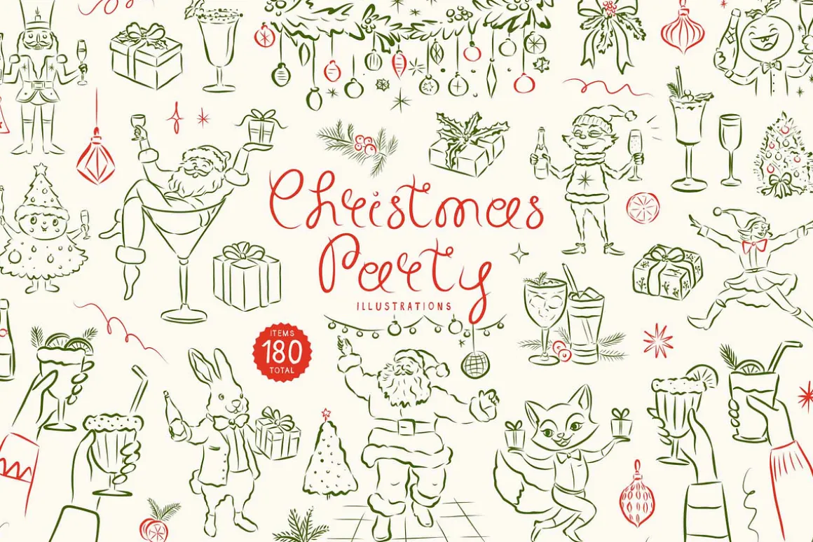 Hand Drawn Christmas Quirky Clipart