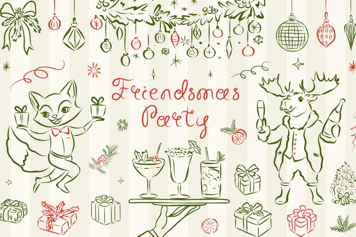 Hand Drawn Christmas Quirky Clipart