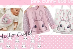 Hand Drawn Cute Bunny print set