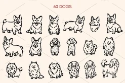 Hand-Drawn Dogs Cliparts Set