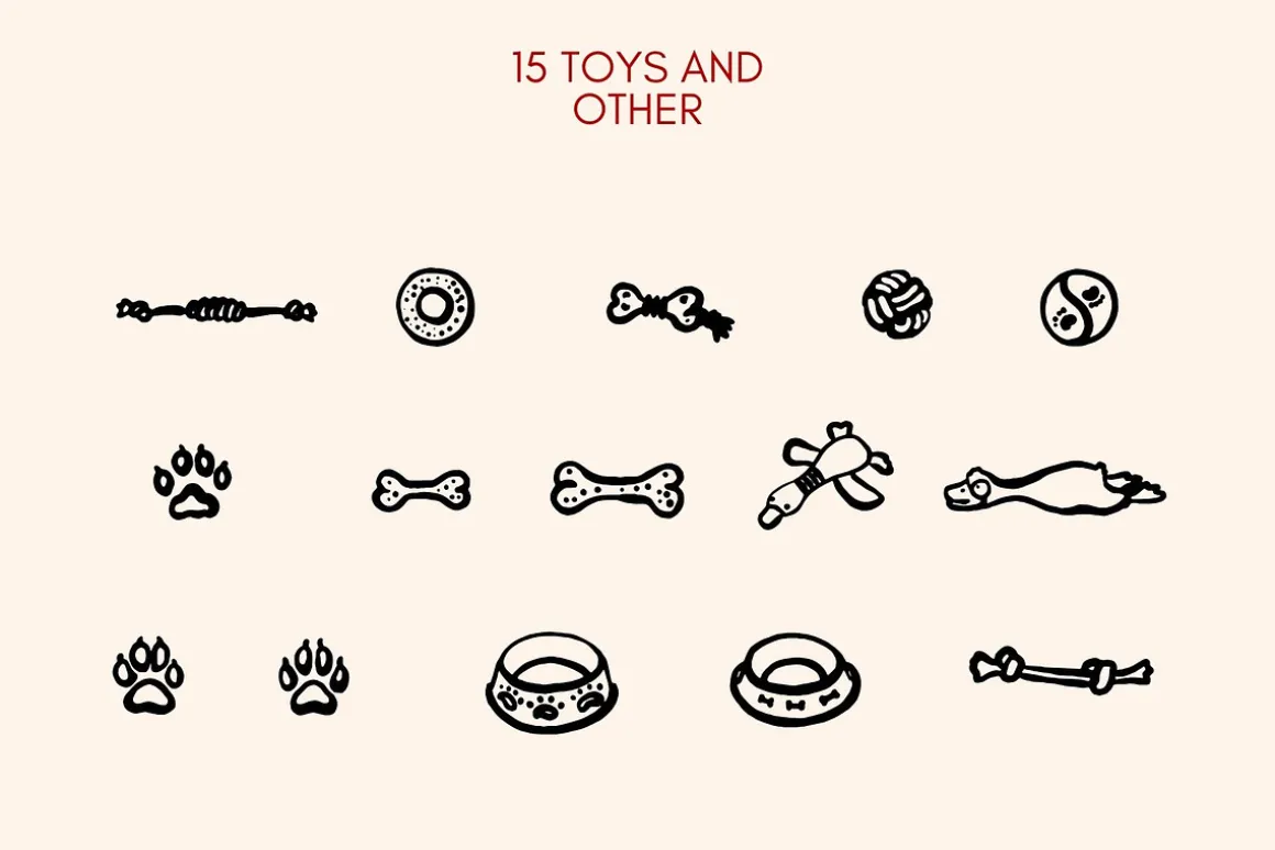 Hand-Drawn Dogs Cliparts Set