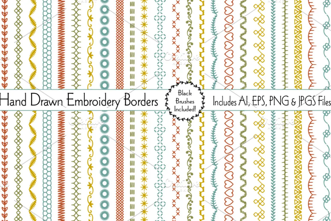 Hand Drawn Embroidery Borders