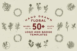 50+ Hand Drawn Floral Logo & Badges