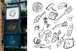 Hand drawn food for restaurants