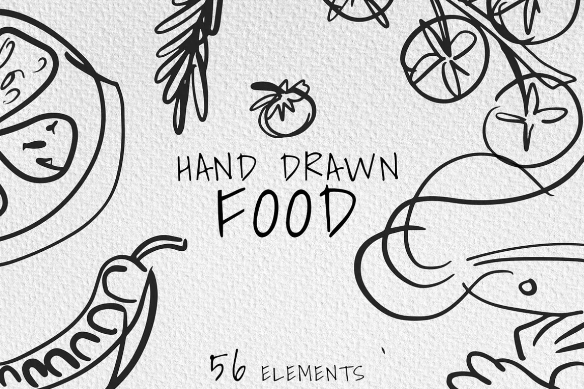 Hand drawn food for restaurants