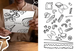 Hand drawn food for restaurants