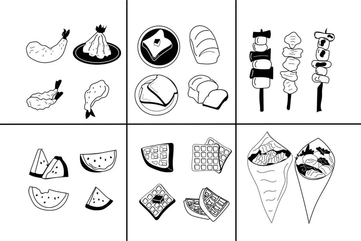 210+ Hand-Drawn Food Illustrations