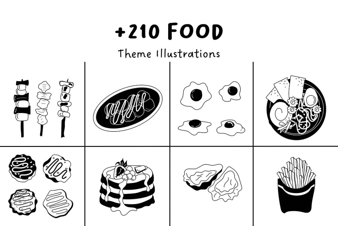 210+ Hand-Drawn Food Illustrations