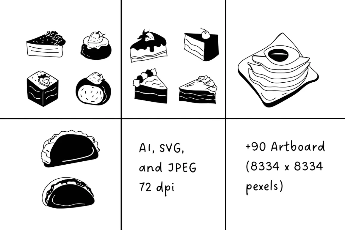210+ Hand-Drawn Food Illustrations