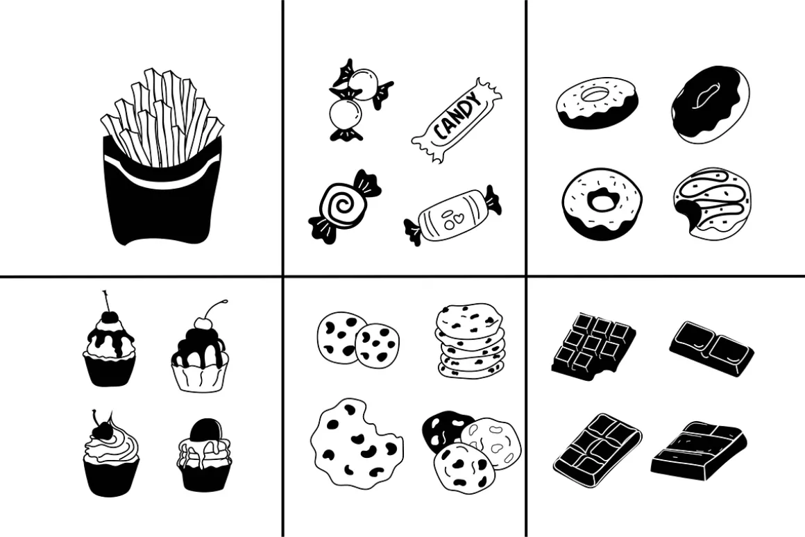 210+ Hand-Drawn Food Illustrations