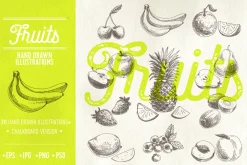 Hand drawn fruits illustrations