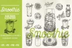Hand drawn smoothie illustrations
