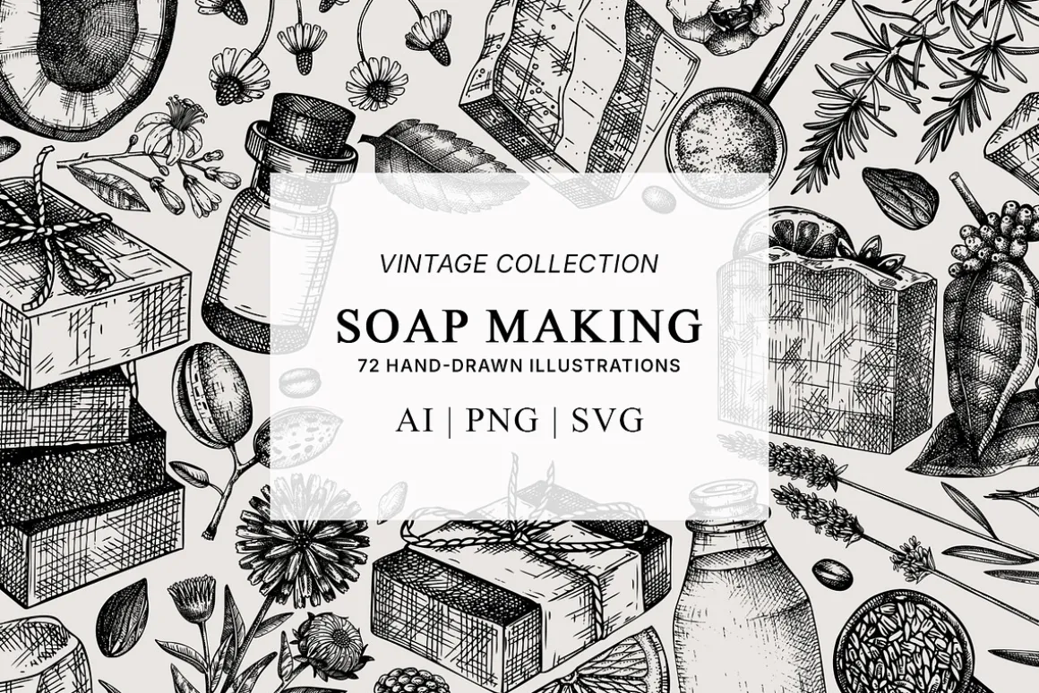 Hand-Drawn Soap Making Vector Set