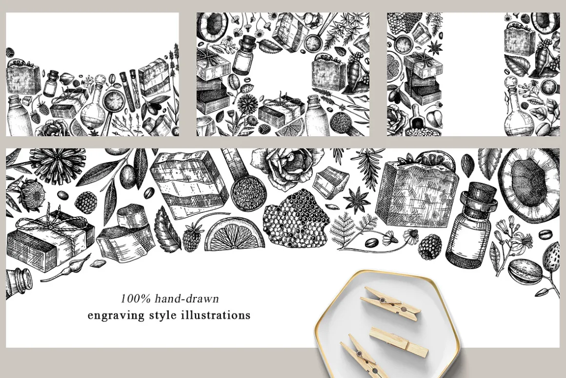 Hand-Drawn Soap Making Vector Set
