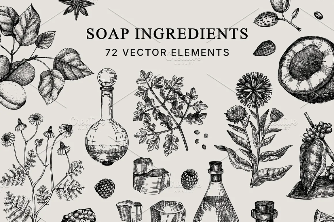Hand-Drawn Soap Making Vector Set