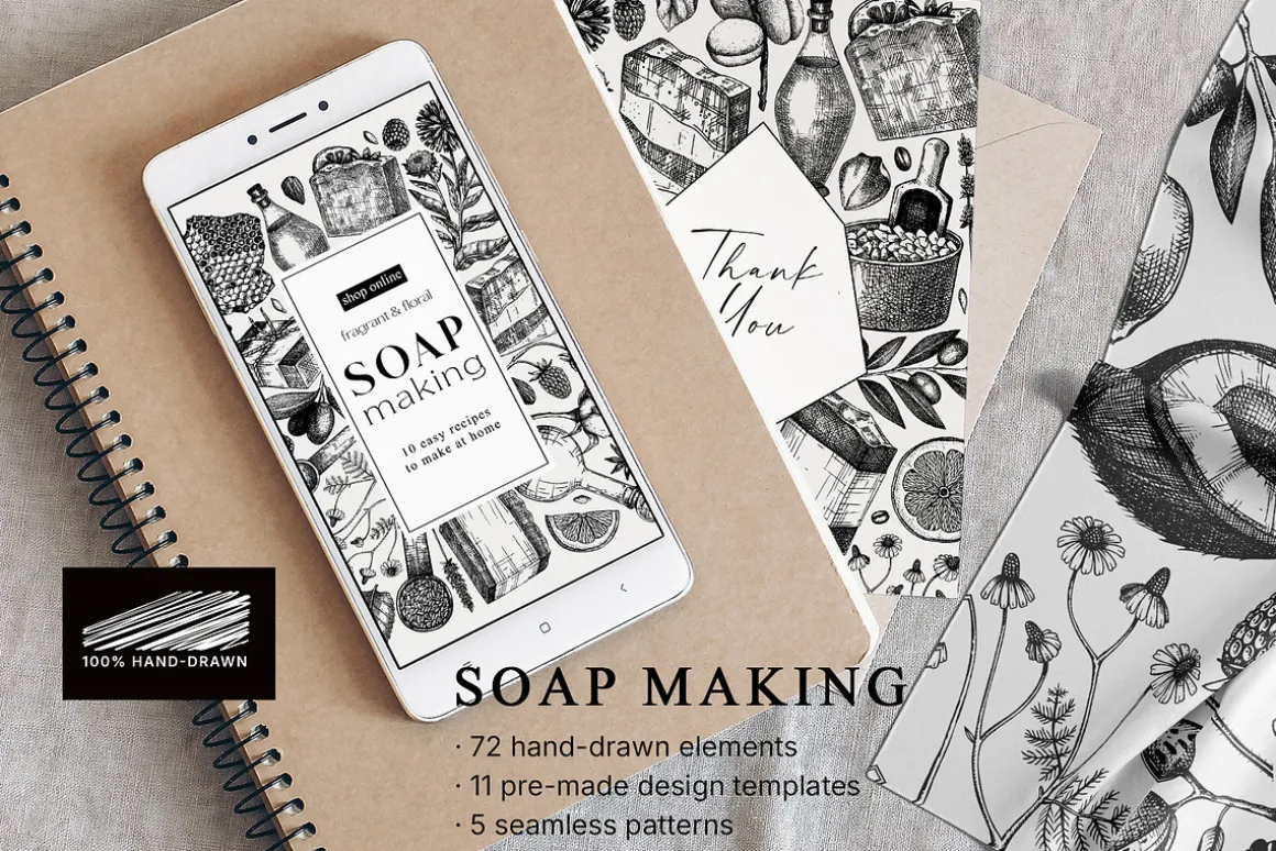 Hand-Drawn Soap Making Vector Set