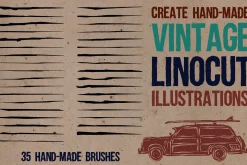 Hand-made linocut brushes