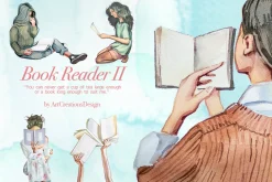 Hand-painted Book Reader II Clipart