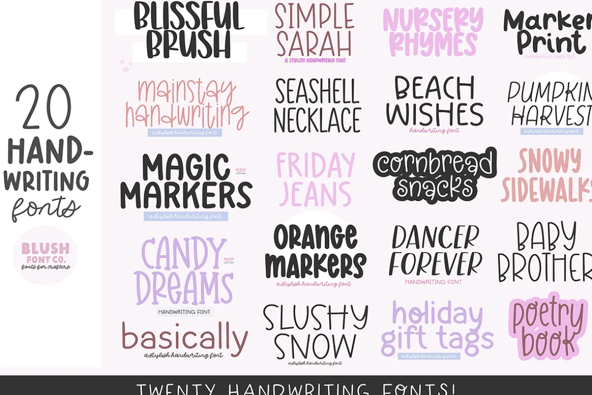 HANDWRITING FONT BUNDLE - 20 Fonts