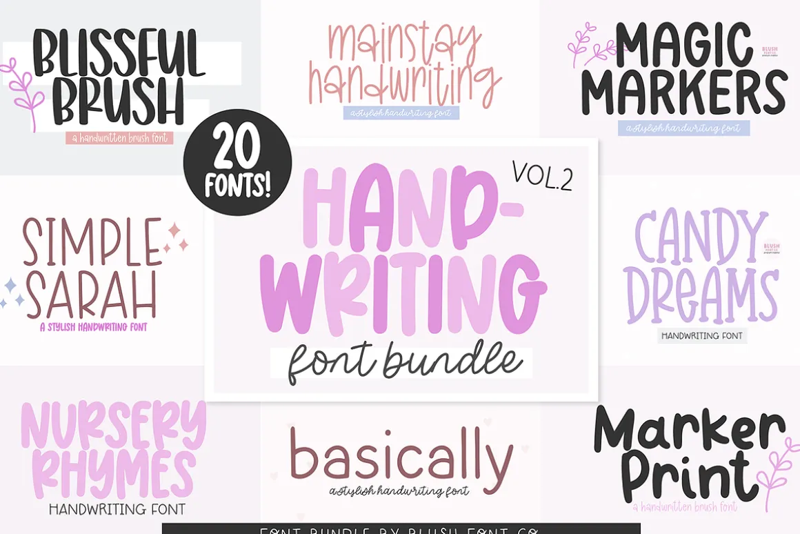 HANDWRITING FONT BUNDLE - 20 Fonts