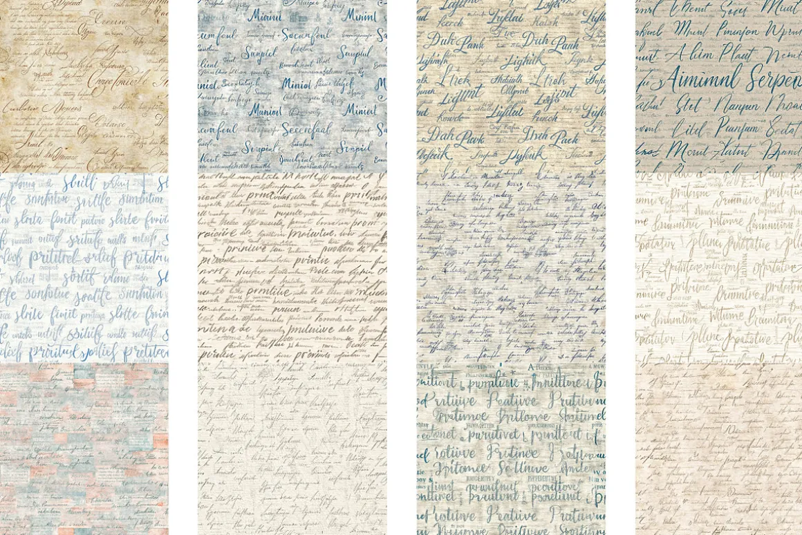 Handwritten Script Seamless Patterns