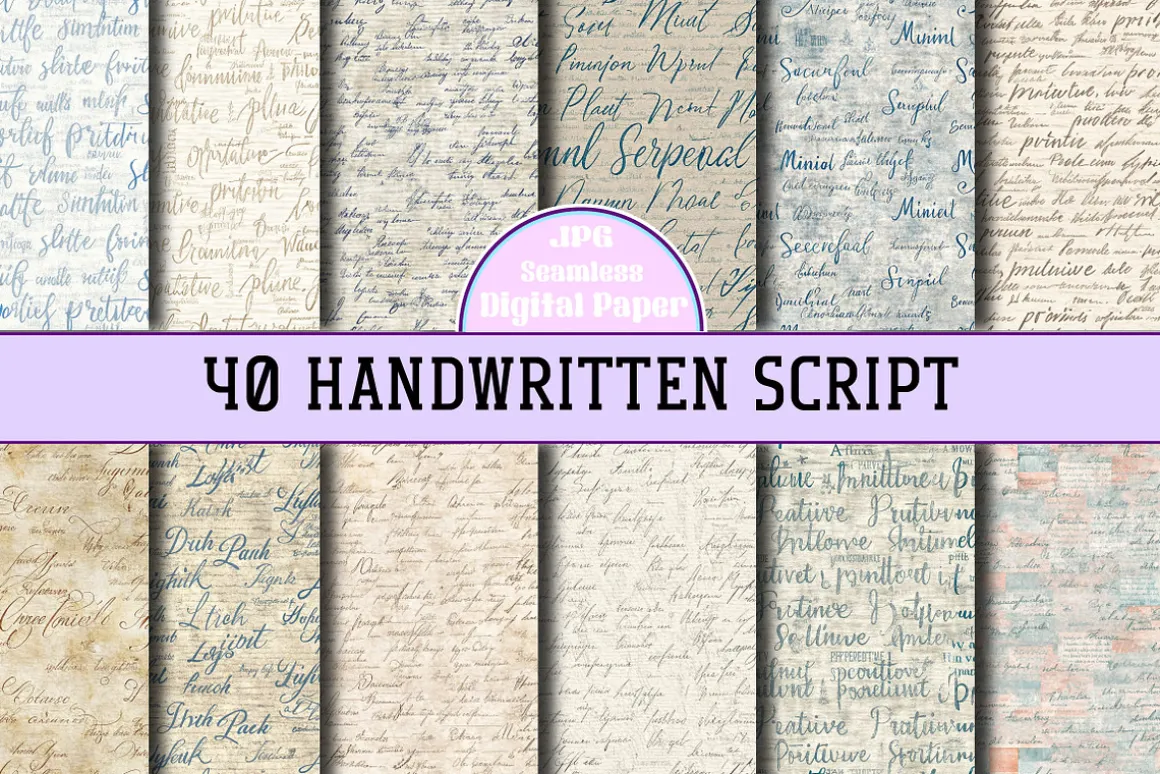 Handwritten Script Seamless Patterns
