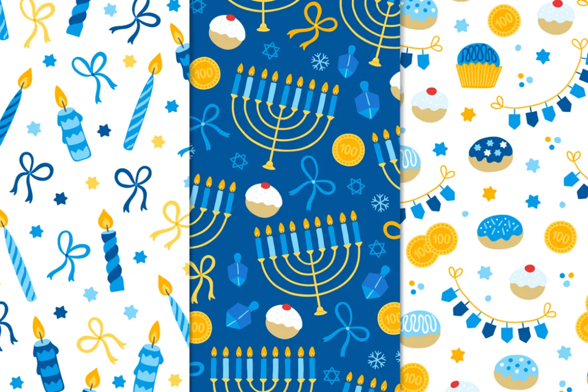 12 Hanukkah Seamless Patterns