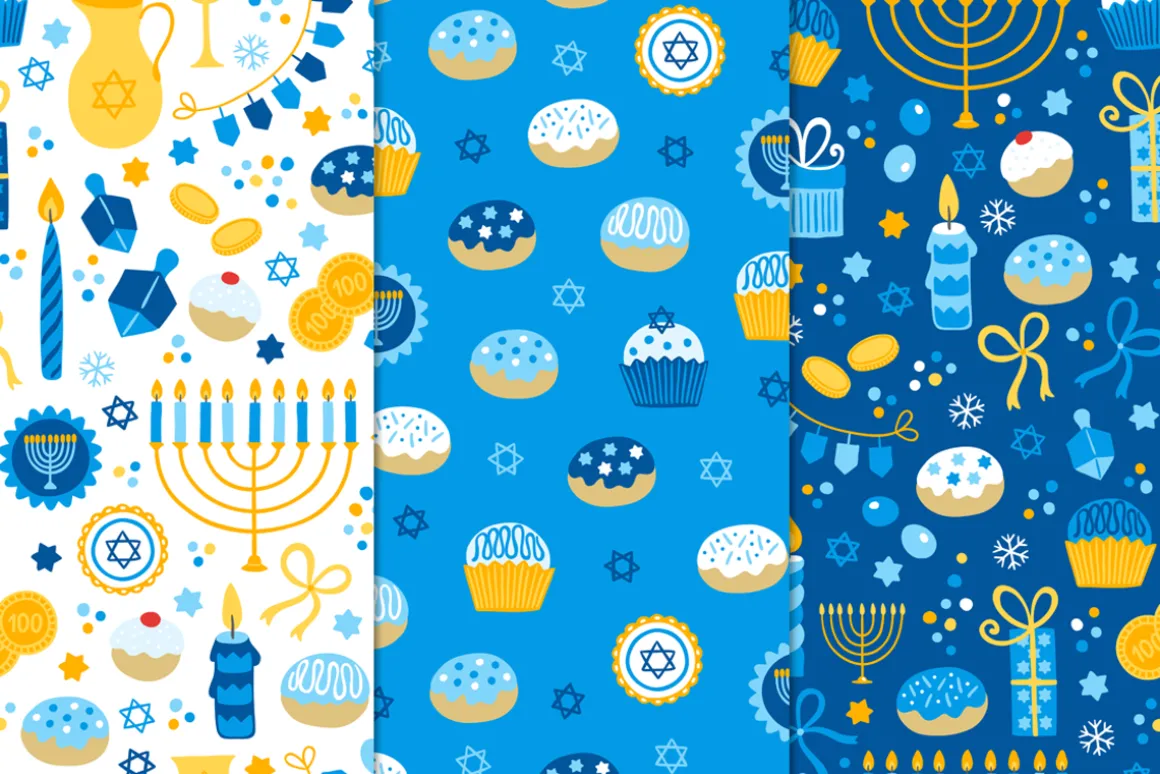12 Hanukkah Seamless Patterns