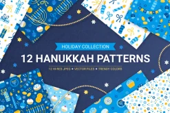 12 Hanukkah Seamless Patterns