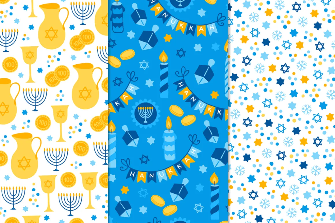 12 Hanukkah Seamless Patterns