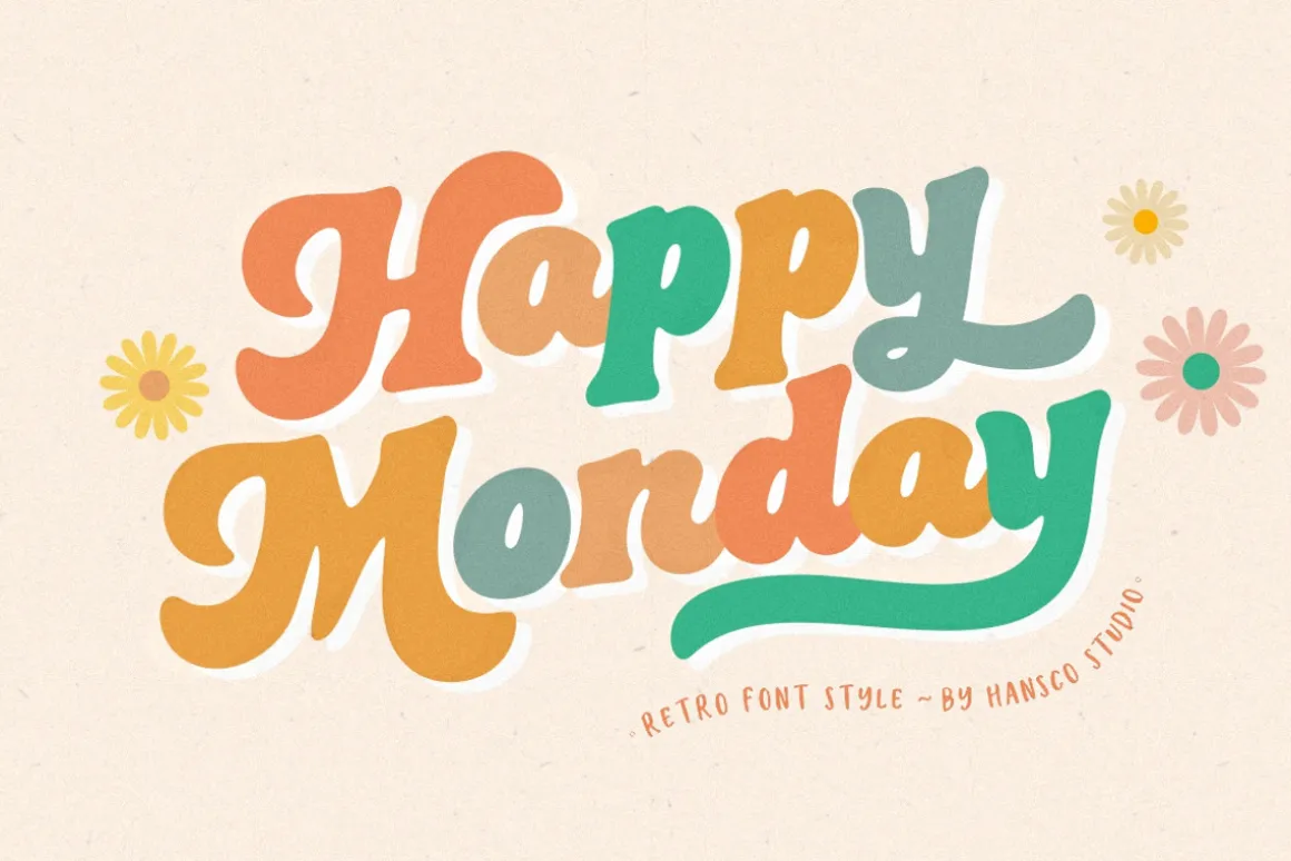 Happy Monday - Retro Groovy Fonts