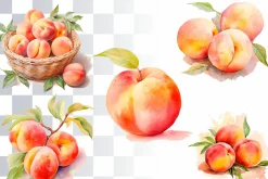 Happy Peaches Watercolor Clipart
