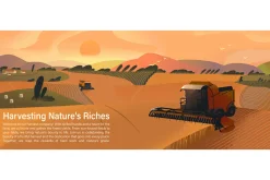 Harvesting, farm field banner