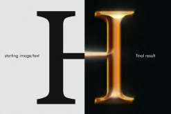 HD Photoshop Gold, text logo FX