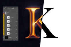 HD Photoshop Gold, text logo FX